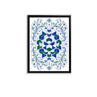 Framed Geometric Cubes Art Print with Ornate Floral Borders, Modern Abstract Design, High-Quality Matte Finish, Perfect for Home or Office Décor