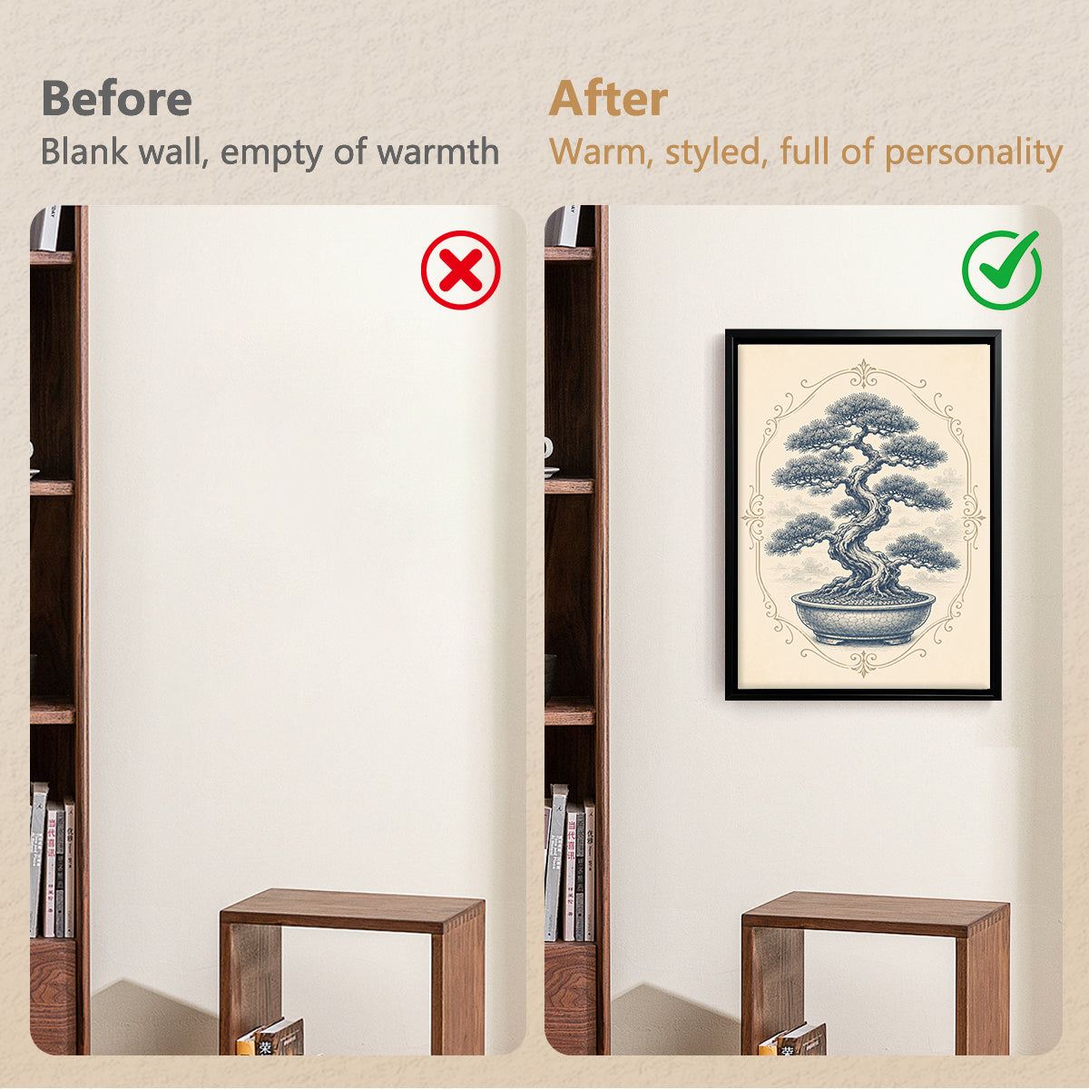 Framed Bonsai Tree Art Print, Vintage-Inspired Design, High-Quality Giclee on Canvas, Perfect for Home Decor in Any Room