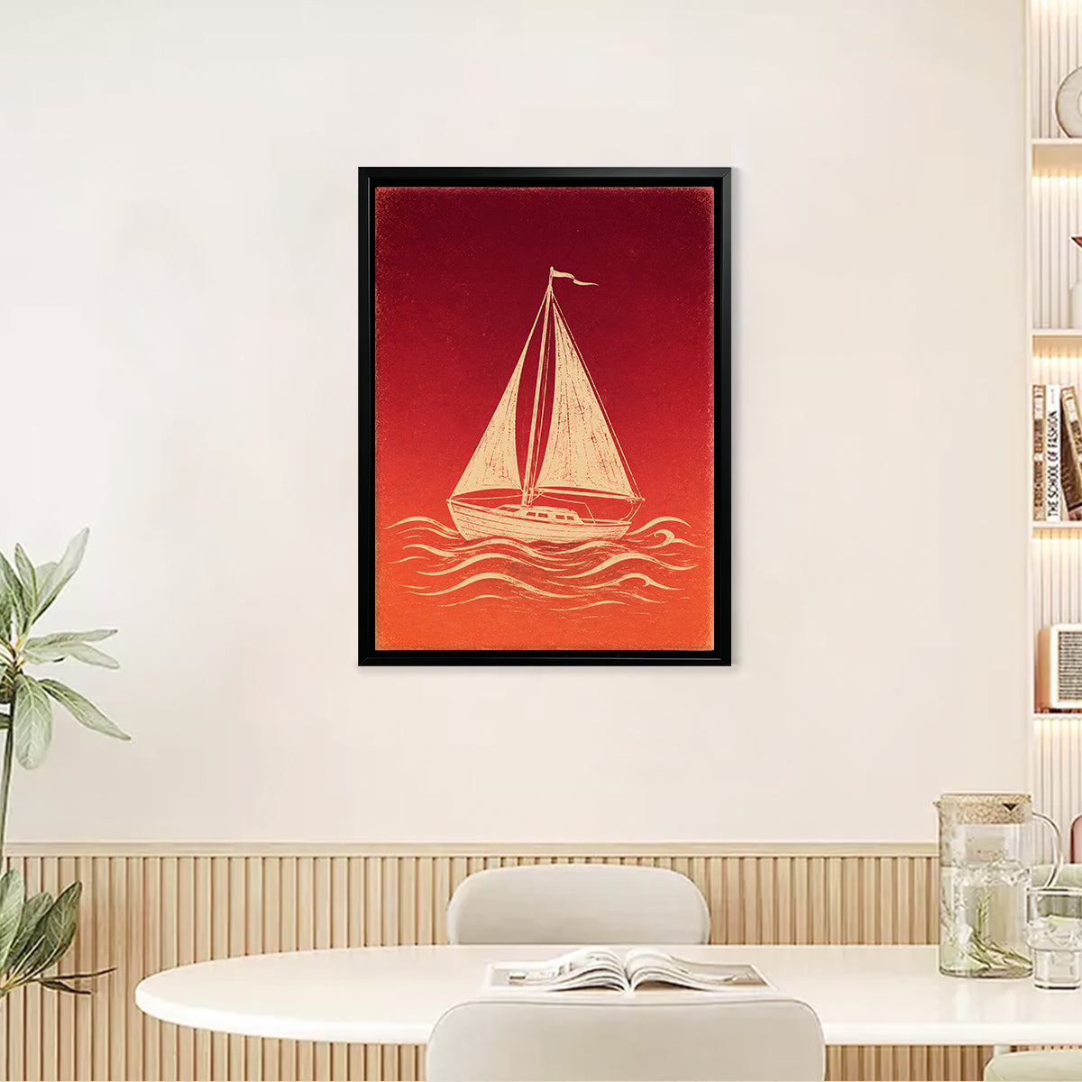 Framed Sailboat Art Print, Vintage Nautical Design, High-Quality Matte Finish, Perfect for Home Decor in Any Room