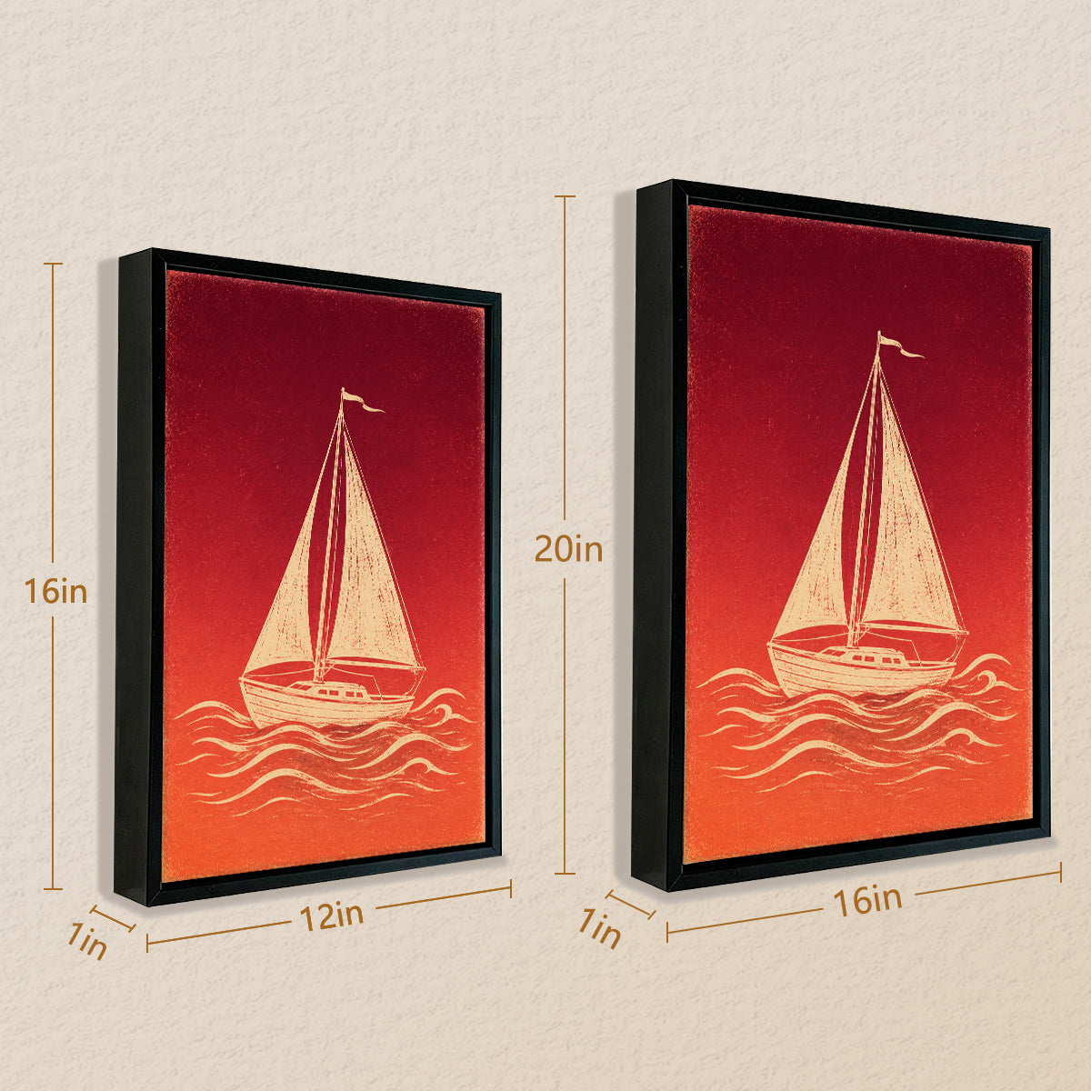 Framed Sailboat Art Print, Vintage Nautical Design, High-Quality Matte Finish, Perfect for Home Decor in Any Room