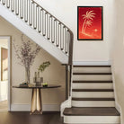Framed Tropical Palm Trees Sunset Art Print, Vibrant Red Design, Perfect Home Decor for Any Room