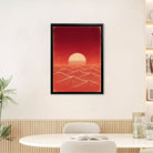 Framed Ocean Sunset Art Print, Retro Style, High-Quality Matte Finish, Perfect Home Decor for Living Room or Bedroom