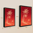 Framed Tropical Palm Trees Sunset Art Print, Vibrant Red Design, Perfect Home Decor for Any Room