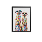Framed Art Print of Colorful Meerkats in Sunglasses, Modern Home Decor, High-Quality Canvas