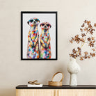 Framed Art Print of Colorful Meerkats in Sunglasses, Modern Home Decor, High-Quality Canvas