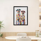 Framed Art Print of Colorful Meerkats in Sunglasses, Modern Home Decor, High-Quality Canvas