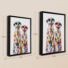 Framed Art Print of Colorful Meerkats in Sunglasses, Modern Home Decor, High-Quality Canvas