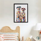 Framed Art Print of Colorful Meerkats in Sunglasses, Modern Home Decor, High-Quality Canvas