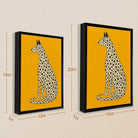 Framed Leopard Art Print, Modern Pattern Design, Vibrant Yellow Background, Home Decor
