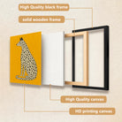 Framed Leopard Art Print, Modern Pattern Design, Vibrant Yellow Background, Home Decor