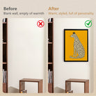 Framed Leopard Art Print, Modern Pattern Design, Vibrant Yellow Background, Home Decor