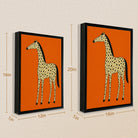 Framed Orange Horse Art Print with Spotted Pattern, Modern Home Decor, High-Quality Matte Finish