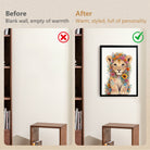 Framed Floral Lion Cub Art Print, Vibrant Wildlife Design, High-Quality Canvas, Perfect Home Decor for Any Room