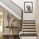 Framed Hedgehog with Watermelon Slice Art Print, Black and White Nordic Style, High-Quality Matte Finish for Home Decor