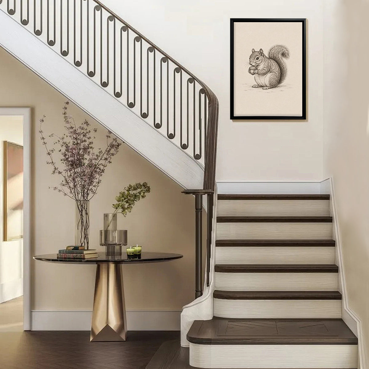 Framed Squirrel Illustration Art Print, Vintage Style, High-Quality Paper, Perfect Home Decor for Any Room