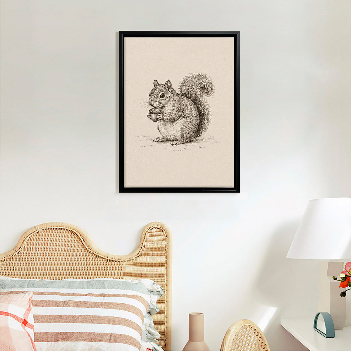Framed Squirrel Illustration Art Print, Vintage Style, High-Quality Paper, Perfect Home Decor for Any Room