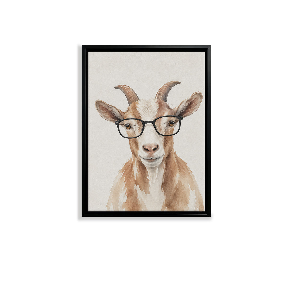 Framed Watercolor Goat Portrait Art Print, Vintage Style, Perfect for Home Decor in Any Room