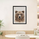 Framed Art Print of a Bear Wearing Glasses, Modern Wildlife Portrait, High-Quality Matte Finish, Perfect Home Decor for Any Room