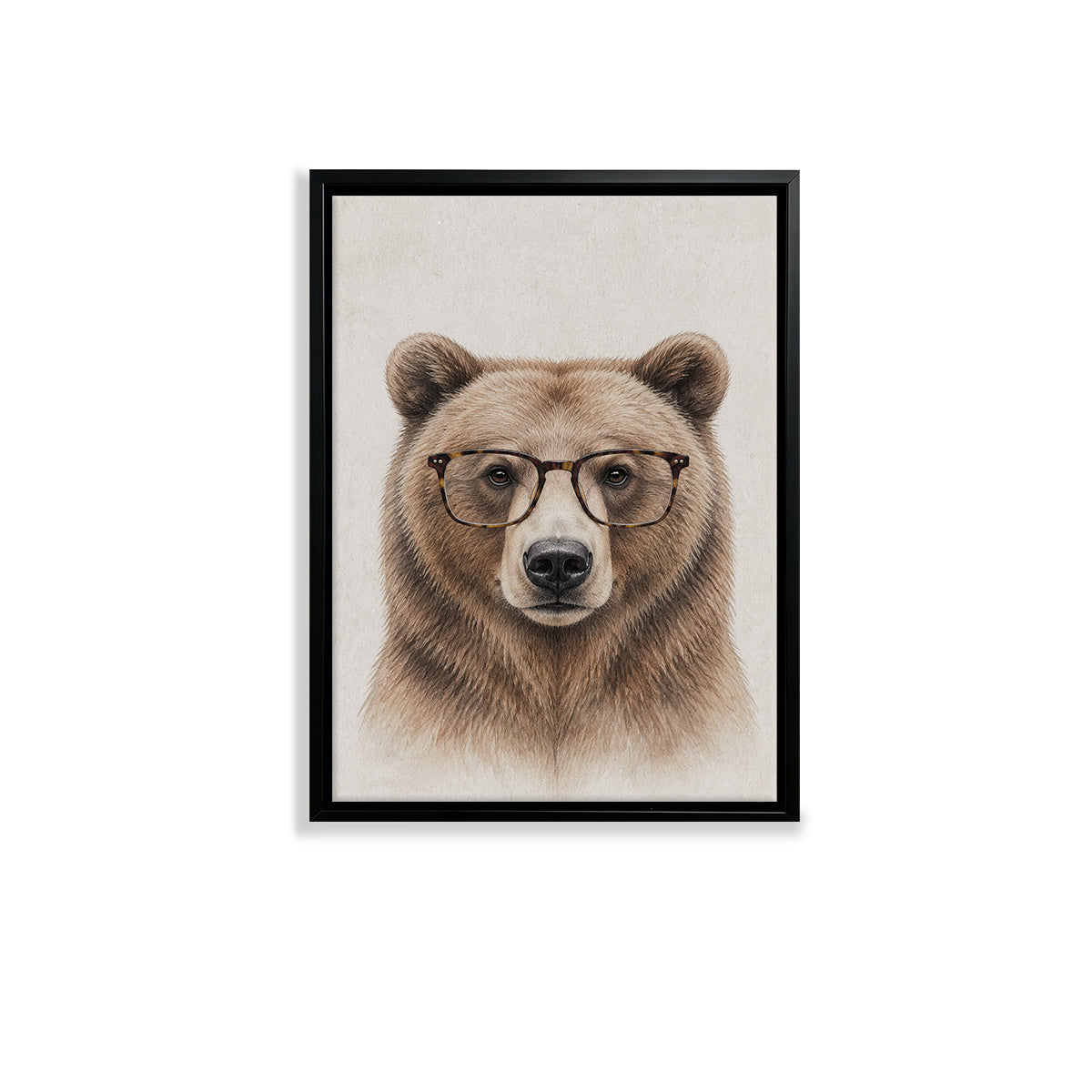 Framed Art Print of a Bear Wearing Glasses, Modern Wildlife Portrait, High-Quality Matte Finish, Perfect Home Decor for Any Room