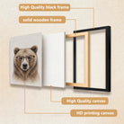 Framed Art Print of a Bear Wearing Glasses, Modern Wildlife Portrait, High-Quality Matte Finish, Perfect Home Decor for Any Room
