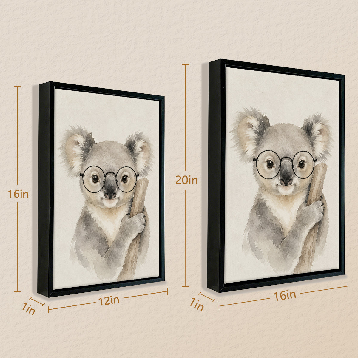 Framed Watercolor Koala with Glasses Art Print, Nordic Style, Perfect for Home Decor or Gift