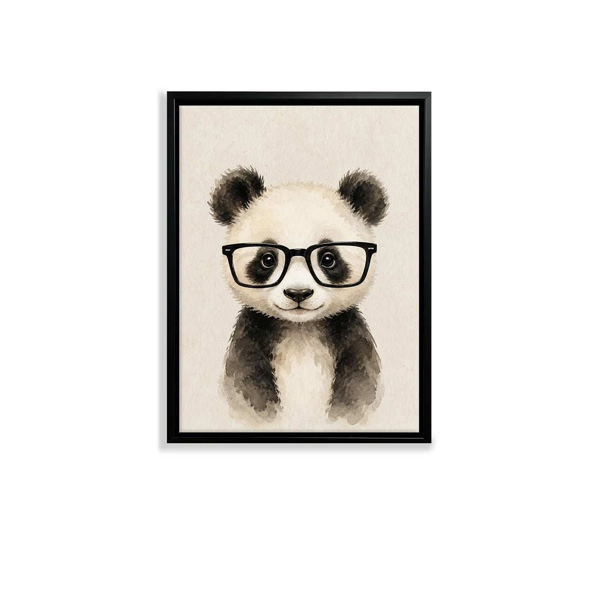 Framed Panda with Glasses Art Print, Watercolor Style, Perfect Home Decor for Living Room or Bedroom