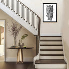 Framed Black and White Cheetah Poster with Cub, Modern Art Print for Home Decor, Elegant Wildlife Wall Art
