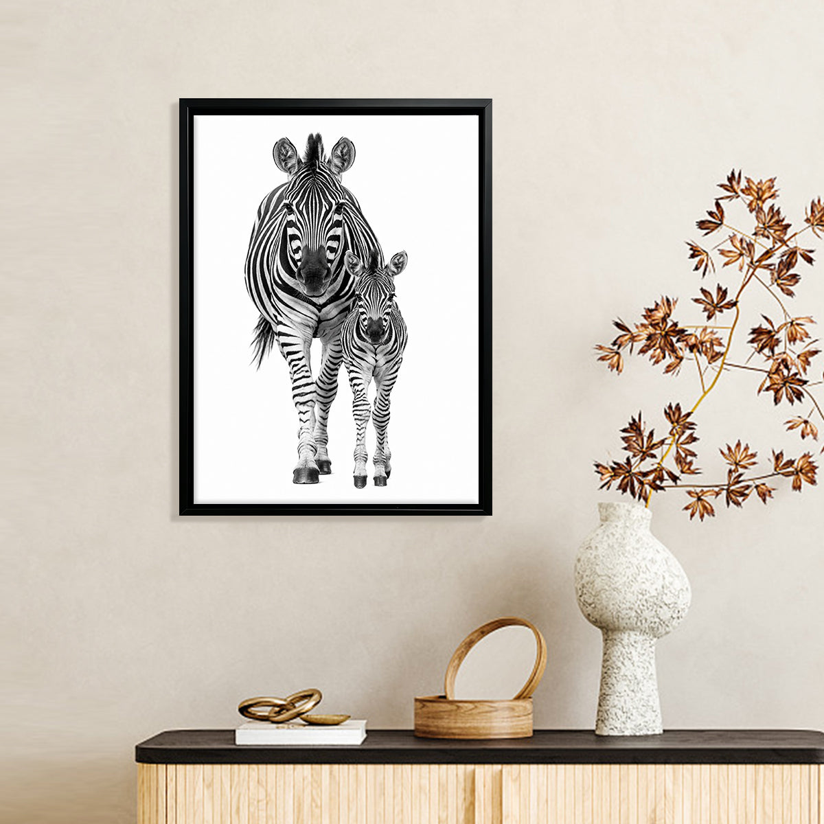Framed Black and White Zebra Art Print, Modern Safari Home Decor, High-Quality Matte Finish, Perfect for Living Room or Bedroom