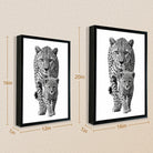 Framed Black and White Cheetah Poster with Cub, Modern Art Print for Home Decor, Elegant Wildlife Wall Art