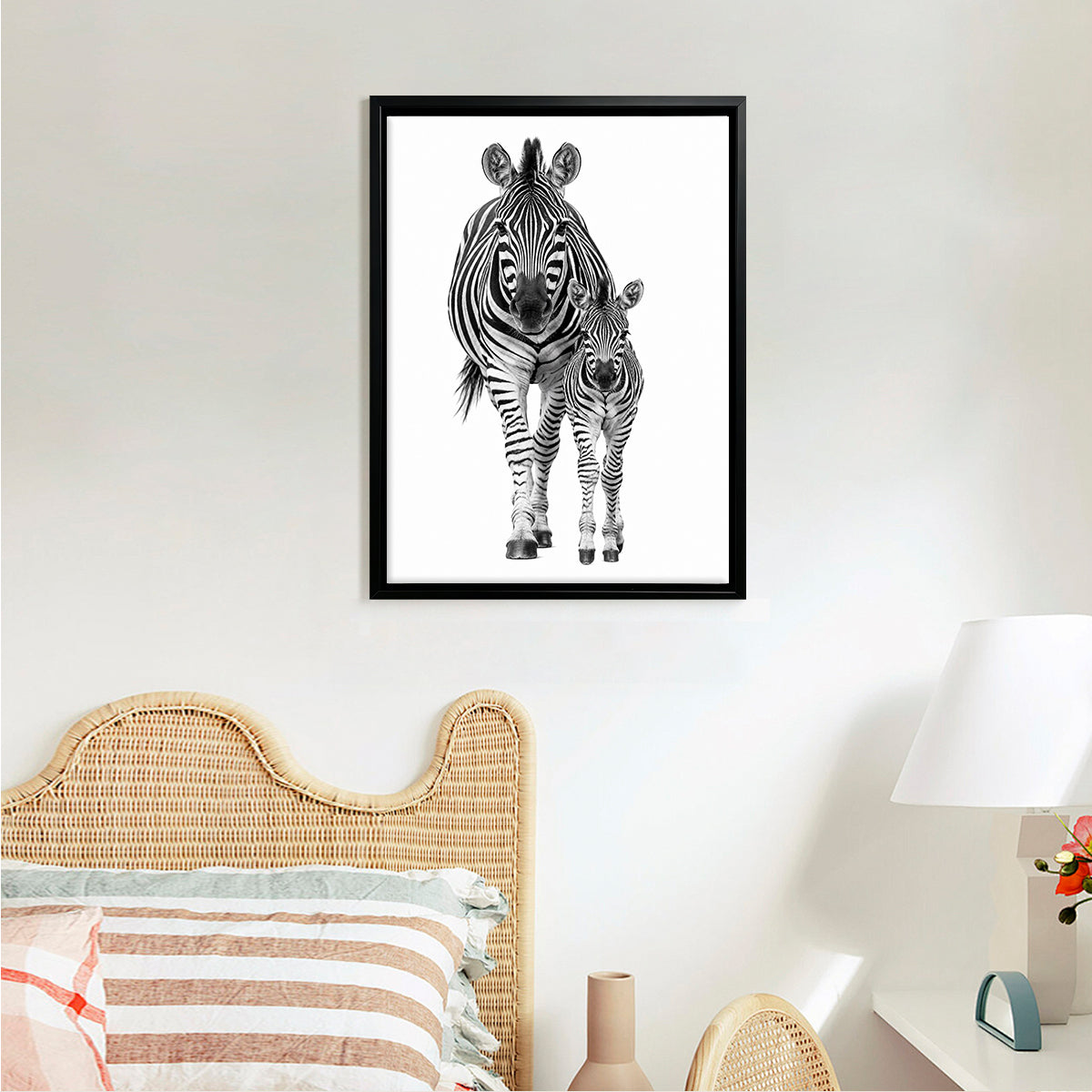 Framed Black and White Zebra Art Print, Modern Safari Home Decor, High-Quality Matte Finish, Perfect for Living Room or Bedroom