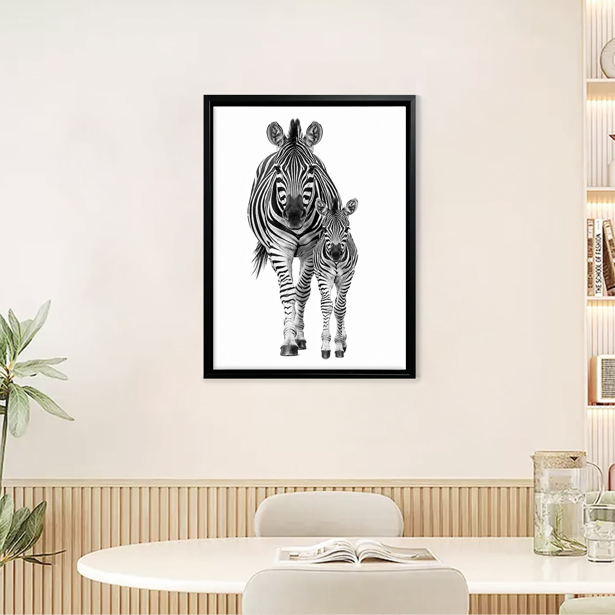 Framed Black and White Zebra Art Print, Modern Safari Home Decor, High-Quality Matte Finish, Perfect for Living Room or Bedroom