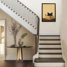 Framed Cat in Box Art Print, Whimsical Black Cat Design, High-Quality Matte Finish, Perfect Home Decor for Any Room