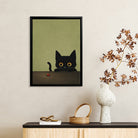Framed Art Print of Black Cat with Ladybug, Modern Home Decor, High-Quality Matte Finish, Perfect for Living Room or Bedroom