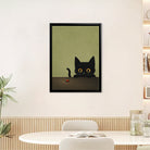 Framed Art Print of Black Cat with Ladybug, Modern Home Decor, High-Quality Matte Finish, Perfect for Living Room or Bedroom