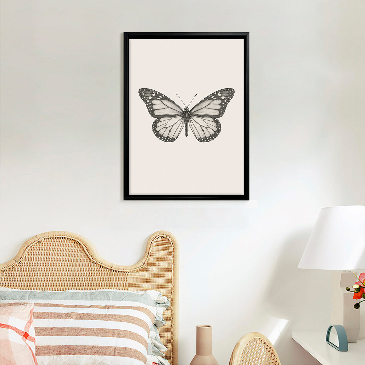 Framed Monarch Butterfly Art Print, Vintage Style, High-Quality Giclee on Canvas, Perfect for Home Decor in Any Room