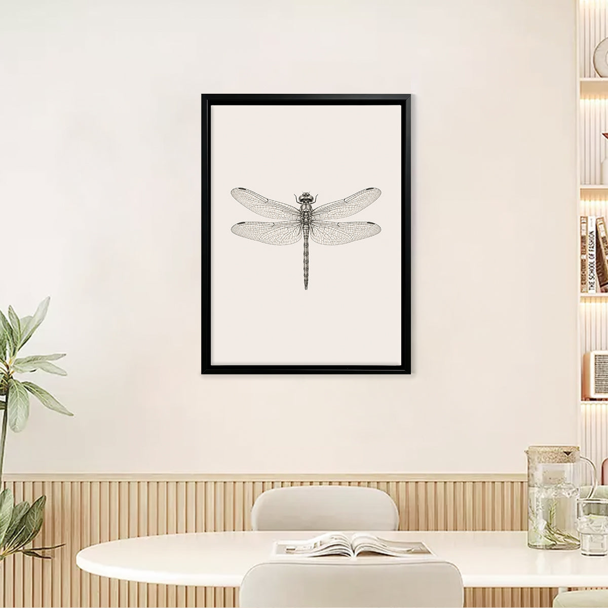 Framed Dragonfly Art Print, Vintage Style, High-Quality Giclee on Canvas, Perfect for Home Decor in Any Room