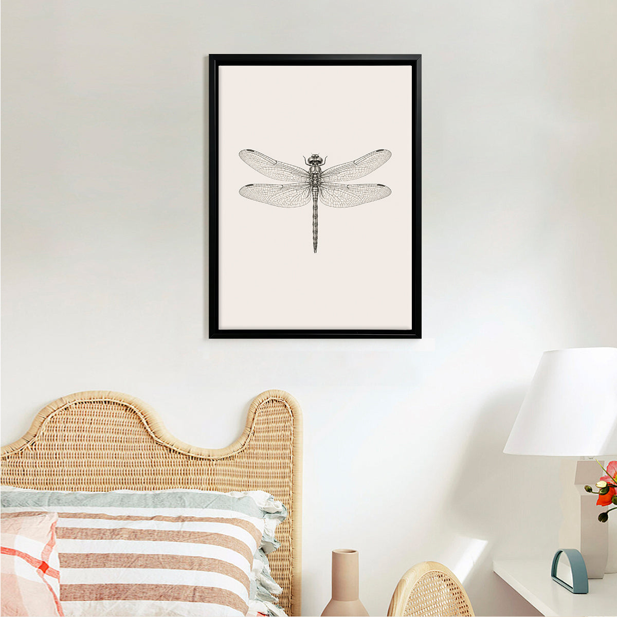 Framed Dragonfly Art Print, Vintage Style, High-Quality Giclee on Canvas, Perfect for Home Decor in Any Room
