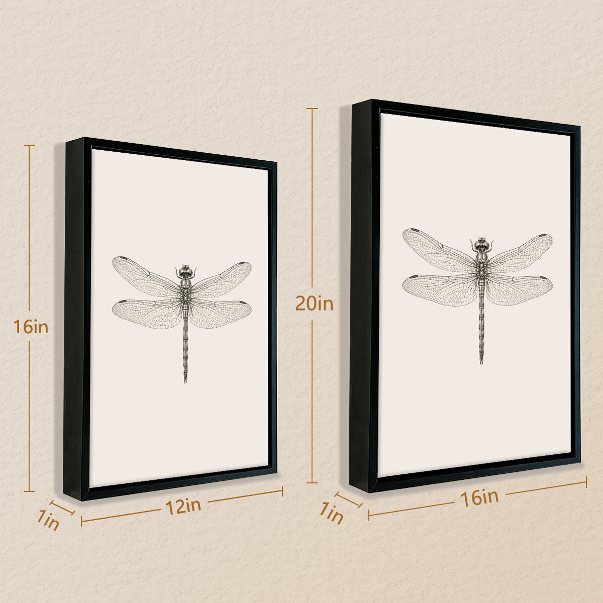 Framed Dragonfly Art Print, Vintage Style, High-Quality Giclee on Canvas, Perfect for Home Decor in Any Room