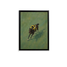 Framed Horse Racing Art Print Featuring Jockey on a Dark Bay Horse, Oil Painting Style, Perfect for Home or Office Decor