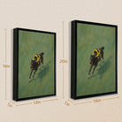Framed Horse Racing Art Print Featuring Jockey on a Dark Bay Horse, Oil Painting Style, Perfect for Home or Office Decor