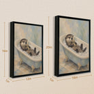 Framed Art Print of Adorable Otter Bathing with Toy Bear, Oil Painting Style, Perfect Home Decor for Any Room