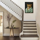 Framed Canvas Art Lion in Spa Robe with Cucumber Eyes Modern Home Decor for Living Room or Bedroom