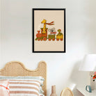 Framed Animal Train Art Print, Whimsical Zoo Pattern, High-Quality Matte Finish, Perfect for Nursery or Kids' Room