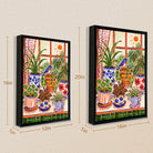 Framed Window Plant Art Print with Bluebird, Vibrant Home Decor for Living Room or Bedroom