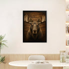 Framed Moose Head Wall Art, Rustic Wood Background, High-Quality Print, Perfect Home Decor for Any Room