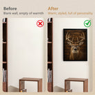 Framed Deer Portrait Wall Art, Rustic Wood Background, High-Quality Print, Home Decor for Living Room or Office