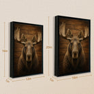 Framed Moose Head Wall Art, Rustic Wood Background, High-Quality Print, Perfect Home Decor for Any Room