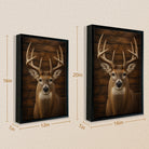 Framed Deer Portrait Wall Art, Rustic Wood Background, High-Quality Print, Home Decor for Living Room or Office