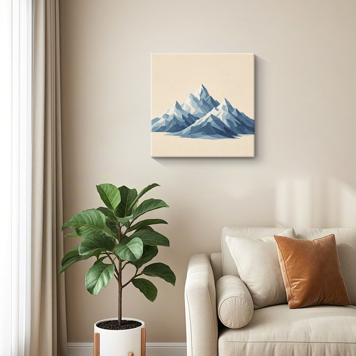 Abstract Mountain Canvas Art Print, Modern Low Poly Design, High-Quality Fabric, Perfect Home Decor for Living Room or Bedroom