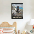 Framed Seagull with Gun Art Print, Humorous Coastal Decor, High-Quality Matte Finish, Perfect for Home or Office in Any State